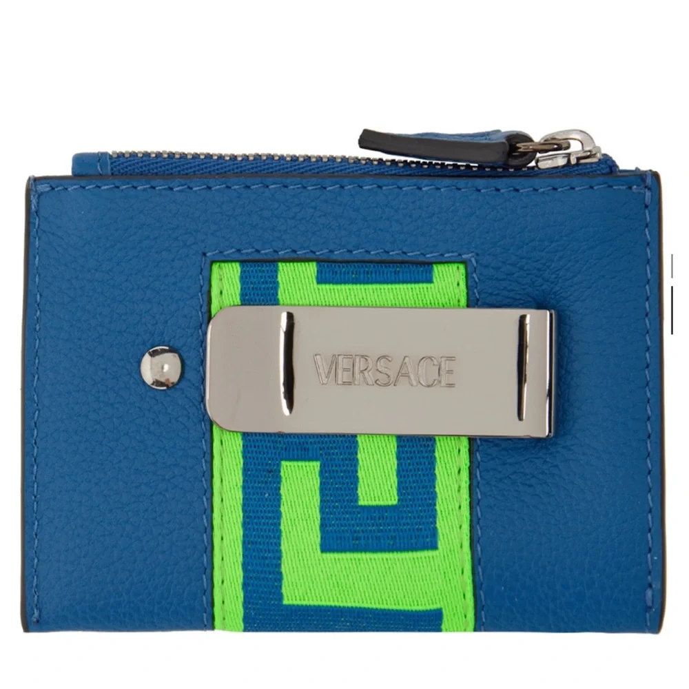 VERSACE BLUE MONEY CLIP AND CARD HOLDER WALLET UNISEX